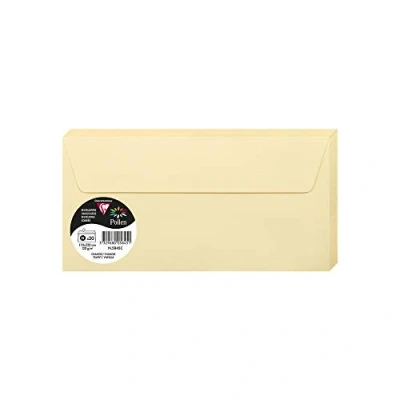 Afbeelding van Clairefontaine 5845C pakket met 20 zelfklevende enveloppen, formaat DL 11 x 22 cm, 120 g/m², kleur: chamois uitnodigingen voor evenementen en correspondentie, serie Pollen, premium papier, glad