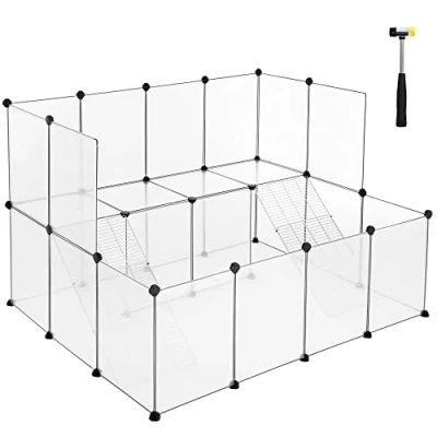 Afbeelding van SONGMICS Verblijf voor kleine dieren, modulaire omheining, wit LPC004W01
