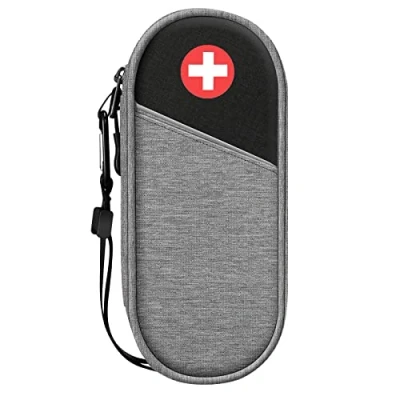 Afbeelding van SITHON EpiPen Medische Draagtas Geïsoleerd, Reismedicatie Organizer Tas Noodzaak voor 2 EpiPens, Astma inhalator, Anti histamine, Auvi Q, Allergiemedicijn Essentials, (Grijs/Zwart)