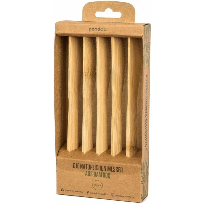 Afbeelding van Pandoo Bamboe Messen 5 stuks Plasticvrij bestek Licht stabiel Vaatwasmachinebestendig