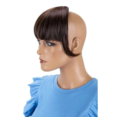 Afbeelding van CAISHA Clip In Verlenging Haarverlenging Pony Voorhoofd Franje Natuurlijk Haarstukje Bruine Mix HF9 2