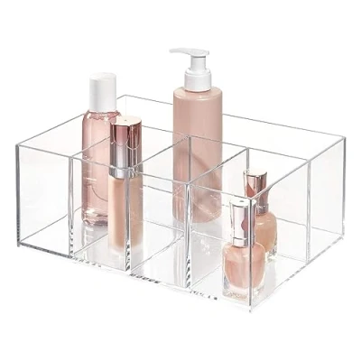 Afbeelding van iDesign 5 compartimenten kunststof badkamer opbergorganizer, The Clarity Collection 25 cm x 17,5 10,2 cm, transparant