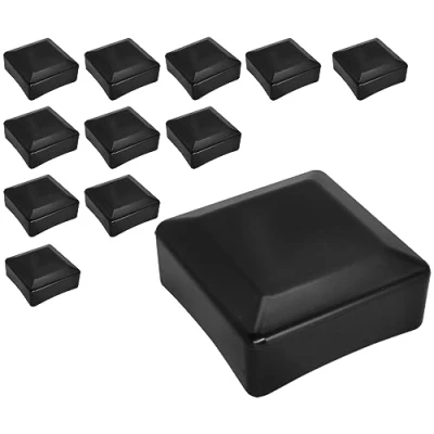 Afbeelding van SKIR&#039;CO (12 stuks) hekpaaldoppen, vierkant 80 x mm zwarte kunststof doppen voor hekpalen, zwart RAL 9005 kleur