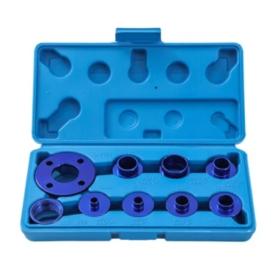 Afbeelding van KATSU 10 Stks Aluminium Router Gids Bush Bushing Set, Metrische Maat Hoge Precisie Template Guide Lock Moer en Adapter Kit 105438