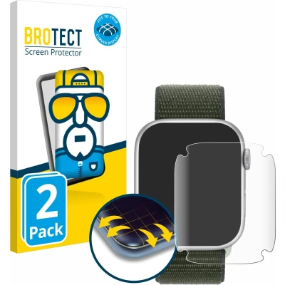 Afbeelding van BROTECT Full Cover Screen Protector voor Apple Watch Series 9 (45 mm) (2 Stuks) Schermbeschermer, 3D Curved