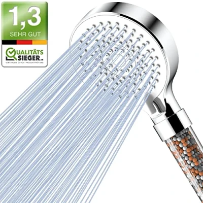 Afbeelding van Magichome Waterbesparende Douchekop, Handdouche Filter Mineraalstenen en 5 Straalsoorten, Drukverhogende Douchekop met 3 laagse Filtratie extra stenen