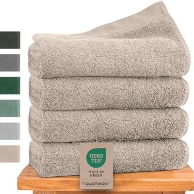 Afbeelding van Hausfelder handdoeken 50 x 100 cm, premium 500 g/m² handdoeken, set van 4, 100% katoen, Öko Tex gecertificeerd (50 beige)