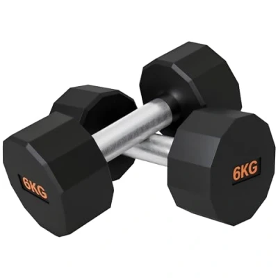 Afbeelding van SPORTNOW Halterset, handgewichten paar met 12 zijdige vorm en antislip grip voor mannen vrouwen thuis gym workout 2 x 6 kg