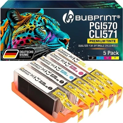 Afbeelding van Bubprint 5 inktpatronen compatibel als vervanging voor Canon PGI 570 CLI 571 XL Pixma MG5700 MG5750 MG5752 MG5753 MG6850 MG6852 MG7750 TS5000 TS5050 TS5053 TS5055 TS6050 TS805 0