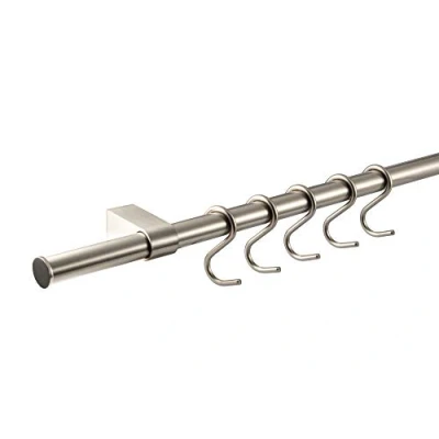 Afbeelding van Gedotec Design keukenreling rvs leuningwerk keuken look leuningset lengte 900 mm met 5 S haakjes bevestigingsmateriaal 1 complete set metaal