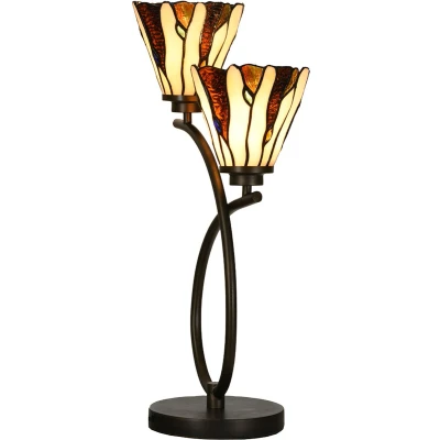 Afbeelding van LumiLamp Tiffany Tafellamp 46x28x63 cm Beige Glas Bureaulamp