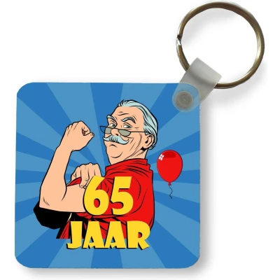 Afbeelding van Sleutelhanger Uitdeelcadeautjes Man 65 Jaar Verjaardag Plastic