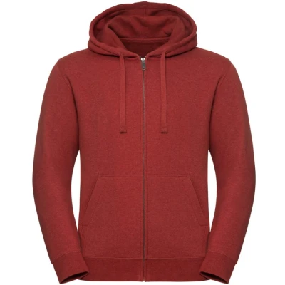 Afbeelding van Russell Heren Authentieke Melange Zip Hoodie (Baksteen Rood Gemêleerd) Maat XS