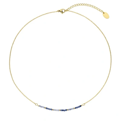Afbeelding van CO88 Collection 8CN 26423 Kralen Ketting Collier 2,2mm Ankerschakel 1,2mm 40+5cm Blauw Wit Goudkleurig