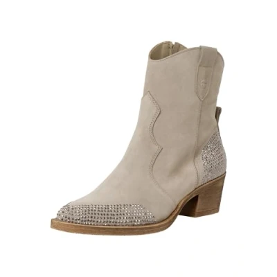 Afbeelding van Tamaris Cowboy/Bikerlaarsjes, Dames, Maat: 38, Taupe comb Leer