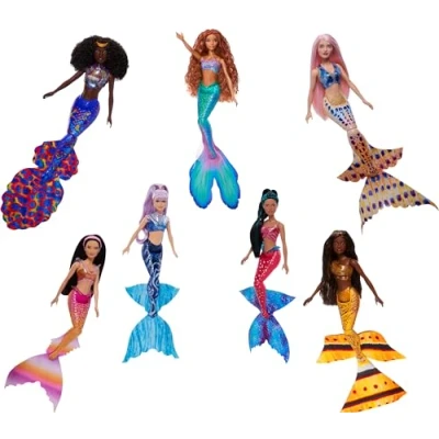Afbeelding van Mattel Disney de Kleine Zeemeermin Ultimate Ariël en Zusjes Set van 7, Collectie 7 Modezeemeerminpoppen, Speelgoed Geïnspireerd door Film HPT16