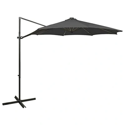 Afbeelding van Zweefparasol met paal en LED verlichting 300 cm antracietkleur