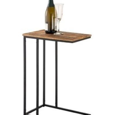 Afbeelding van Parya Home Bijzettafel hout Laptoptafel C tafel Metaal 25x60x40cm