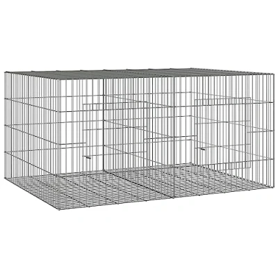 Afbeelding van vidaXL Konijnenkooi met 2 panelen 110x79x54 cm gegalvaniseerd ijzer