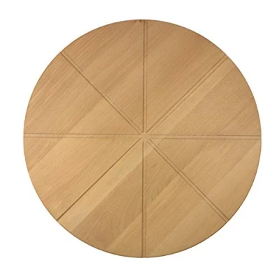 Afbeelding van efo houten serveerplank voor pizza&#039;s Pizzaplank met groeven snijden en proportioneren ronde snijplank pizza Dia. 40 cm