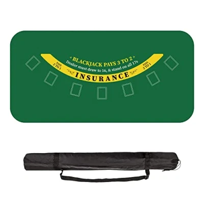 Afbeelding van YUZPKRSI Texas Hold&#039;em professionele pokermat, 180 x 90 cm, deluxe poker tafelonderlegger, pokertafelonderlegger, blackjack mat, incl. draagtas voor een echt casino gevoel (groen cm)