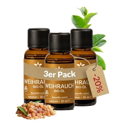 Afbeelding van Heldengrün© Biologische wierookolie [100% natuurzuiver], pure wierookolie, geurolie, wierook in parfumkwaliteit, duurzame wilde groei, Frankincense olie, 3 x 30 ml