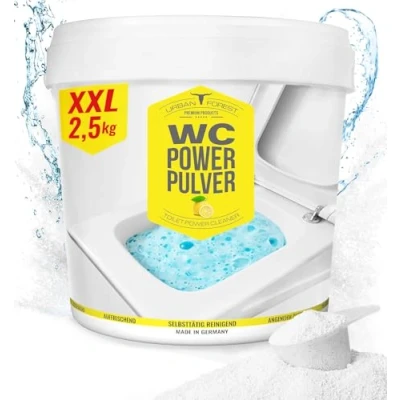Afbeelding van Urban Forest Toiletreiniger met citrusgeur, WC schuim als poeder, verwijdert krachtig kalk en urinesteen, zelfactieve toiletreiniger, Power Powder XXL, 2,5 kg