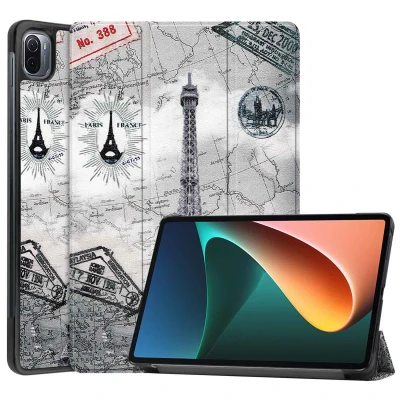 Afbeelding van Xiaomi Pad 5 Hoes: iMoshion Design Trifold Bookcase Parijs Kunstleder Tablet Hoezen