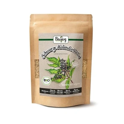 Afbeelding van Biojoy BIO Zwarte vlierbloesem, gedroogd en gesneden (100 g), vlierbloesemthee, kruidenthee (Sambucus nigra)