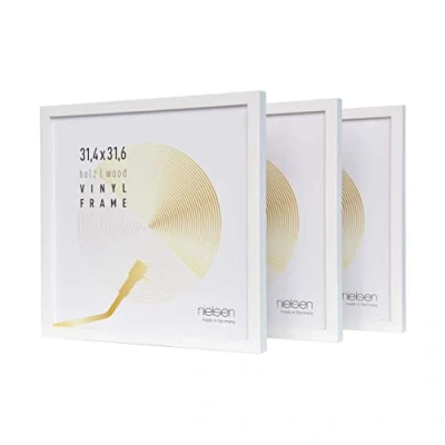 Afbeelding van nielsen SET van 3 houten platenframes, dubbele LP frames Vinyl, 31,4x31,6 cm, Dekkend wit, Langspeelplaat frame