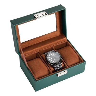 Afbeelding van ProCase Horloge Box voor Mannen, 3 Slot Mens Case, Opslag Houder Organizer Display Case Met Glazen Deksel Slot, MidnightGreen