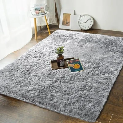 Afbeelding van MOONLIGHT20015 vloerkleden voor de woonkamer grijze slaapkamer, antislip modern superzacht groot pluizig ruig dikpolig, niet pluizend vloerkleed pluche tapijt eetkamer, 80