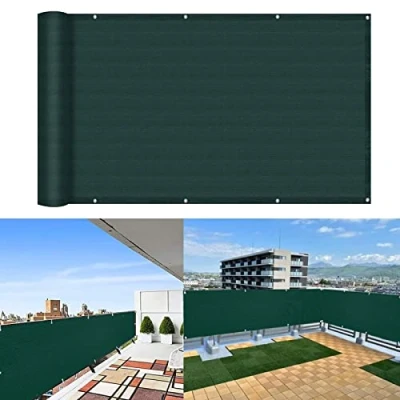 Afbeelding van Balkonbespanning 75 x 250 cm HDPE Anti UV Zonwering Inkijkbescherming balkonafdekking met oogjes kabelbinders voor balkon balustrades terras tuin, Groen
