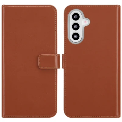 Afbeelding van Samsung Galaxy A26 Hoesje Echt leder Selencia Bookcase Lichtbruin Telefoonhoesje