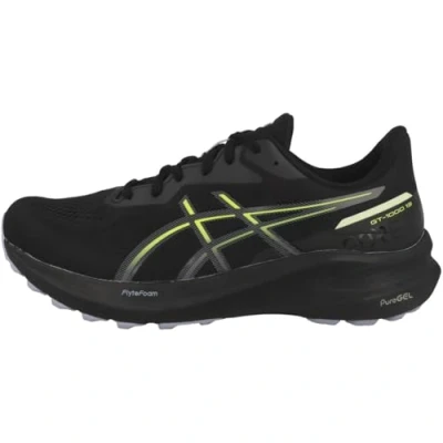Afbeelding van Asics GT1000 13 GTX Stabiliteit hardloopschoenen, Heren, Maat: 46, Black/safety yellow Textiel/ synthetisch