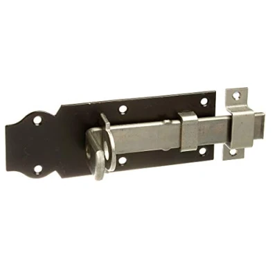 Afbeelding van Alberts 116088 Sluitgrendel recht, met platte greep en bevestigde lus elektrolytisch blauw verzinkt, plaat zwart gelakt 140 x 52 mm