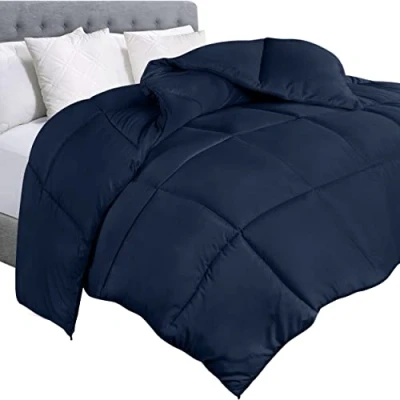 Afbeelding van Utopia Bedding dekbed dekbedovertrek gewatteerd met hoeklussen doos gestikt alternatief (kingsize, marineblauw)