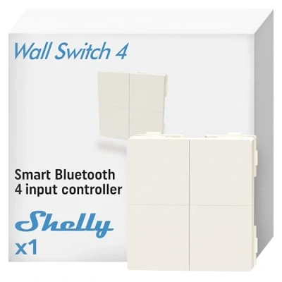 Afbeelding van Shelly BLU Wall Switch 4 Bluetooth afstandsschakelaar, geen bedrading nodig, afstandsbediening voor verlichting, Multi klik, sterke encryptie, compatibel met Home Assistant, iOS en Android App