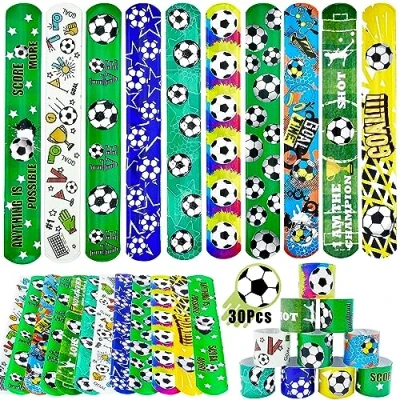 Afbeelding van Acuiwer Slap Armband 30 STKS Voetbal Klap Polsbanden Bulk voor Kinderen Party Bag Vulstoffen Feestbenodigdheden Smaken Gift Meisjes Jongens Verjaardag Kerstmis (Voetbal 6)