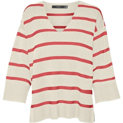 Afbeelding van Vero Moda Vmsaba 3/4 VNCK Stripe GA NOOS Trui, Dames, Maat: XS, Birch