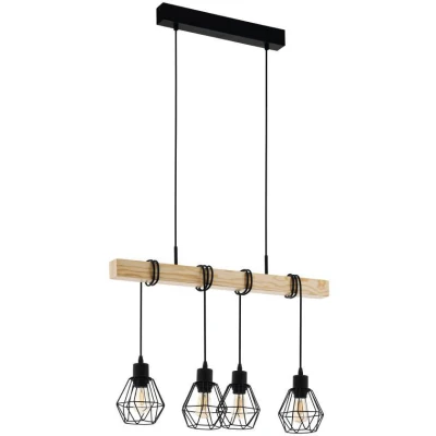 Afbeelding van EGLOÂ TownshendÂ 5Â HanglampÂ Â E27Â 70Â cmÂ Zwart/Bruin