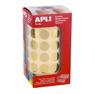 Afbeelding van Apli Kids 11629 rol met 2832 stickers, metallic, rond, 15 mm, goudkleurig