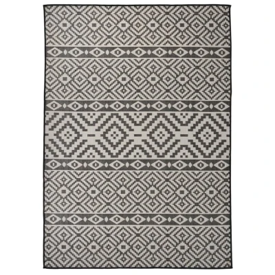 Afbeelding van vidaXL Buitenkleed met patroon platgeweven 120x170 cm zwart