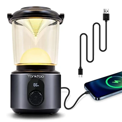 Afbeelding van Yonktoo Oplaadbare campinglamp, USB C 10400 mAh accu, campinglampen met rood licht en lcd scherm, aluminium behuizing, campinglicht, IPX5 waterdicht, campinglamp voor wandelen, vissen,