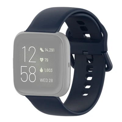 Afbeelding van Fitbit Versa 1 / 2 &amp; Lite siliconen sportbandje met gespsluiting Donkerblauw Maat: Large