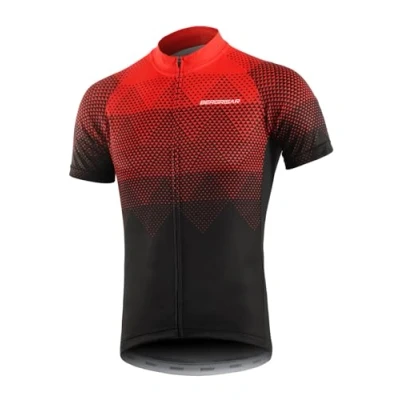 Afbeelding van BERGRISAR Heren Fietsshirts Korte Mouwen Fietsen Jersey Lichtgewicht Ademende,8006 rood,L