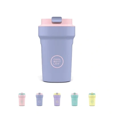 Afbeelding van Cool Bottles Thermosbeker 350 ml Luchtdicht 10 uur koud, 5 warm BPA Vrij Paars en Roze