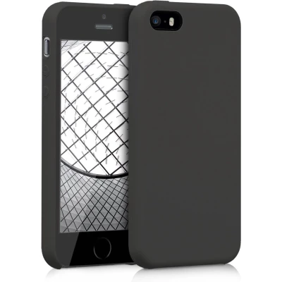 Afbeelding van kwmobile telefoonhoesje geschikt voor Apple iPhone SE (1.Gen 2016) / 5 5S Hoesje met siliconen coating Smartphone case in mat zwart