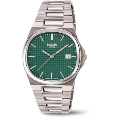 Afbeelding van Boccia 3657 03 Horloge titanium zilverkleurig groen 37 mm