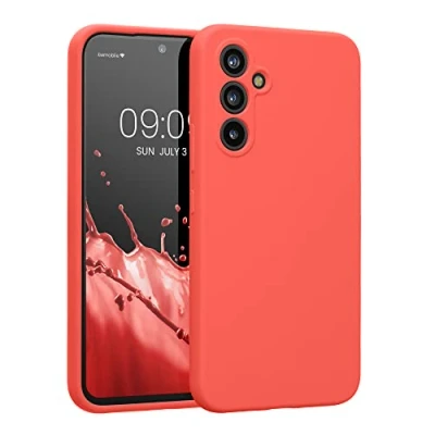 Afbeelding van kwmobile telefoonhoesje geschikt voor Samsung Galaxy A54 5G TPU backcover met siliconen coating Smartphone case in neon koraal